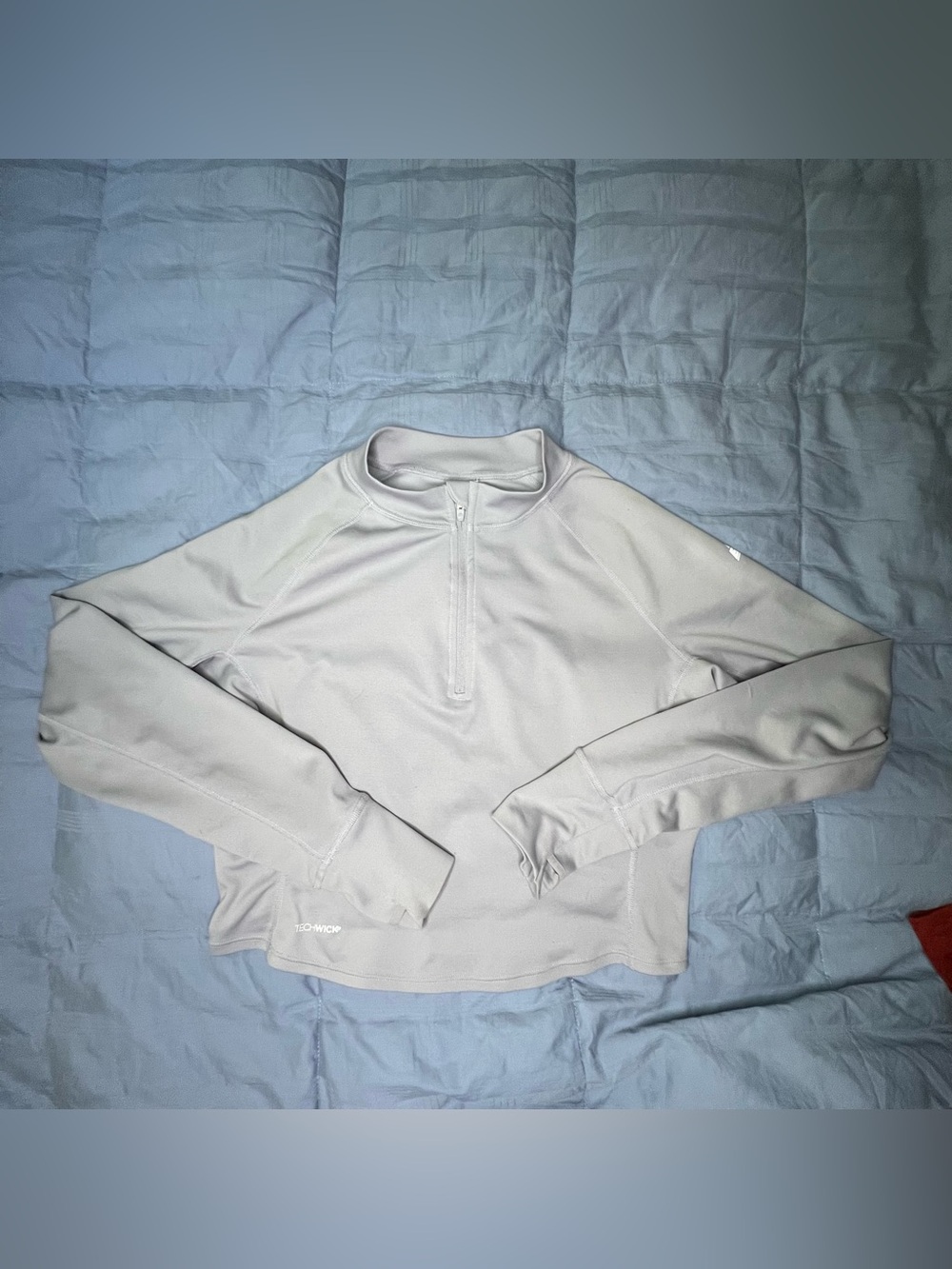 Gray TechWick Cropped Half-Zip Pullover